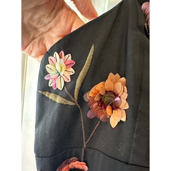 Maeve The Brynne 3D Floral Black Mini Dress NWT Size 6 Anthropologie - Picture 8 of 12